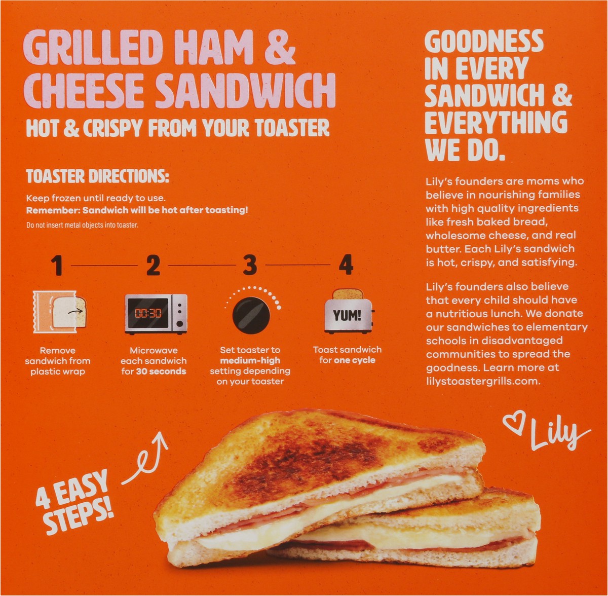 slide 5 of 9, Lily's Toaster Grills Grilled Ham & Cheese Sandwich 2 ea, 2 ct