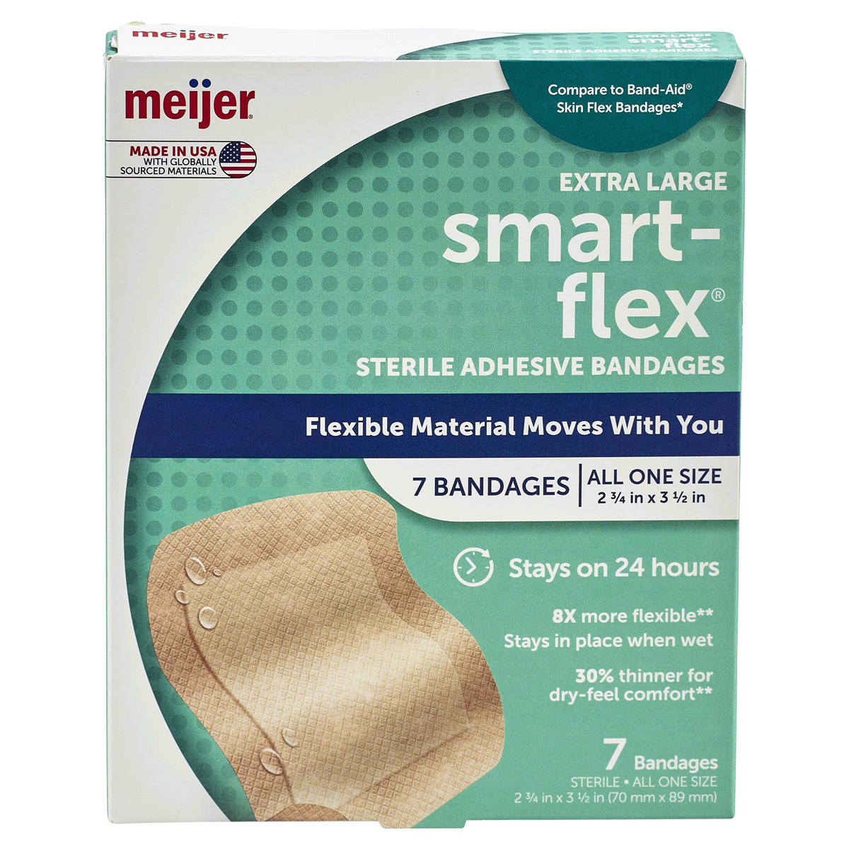 slide 1 of 4, Meijer Smart-Flex Adhesive Extra Large Bandages, 7 ct