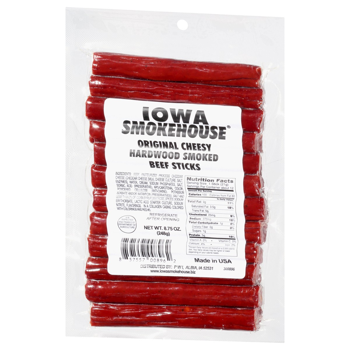 slide 7 of 13, Iowa Smokehouse Hardwood Smoked Original Cheesy Beef Sticks 8.75 oz, 8.75 oz