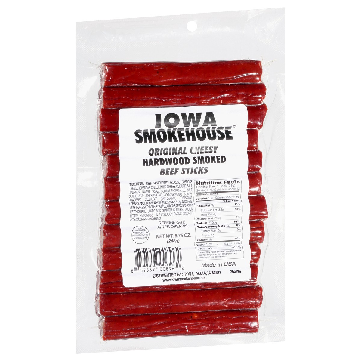 slide 13 of 13, Iowa Smokehouse Hardwood Smoked Original Cheesy Beef Sticks 8.75 oz, 8.75 oz