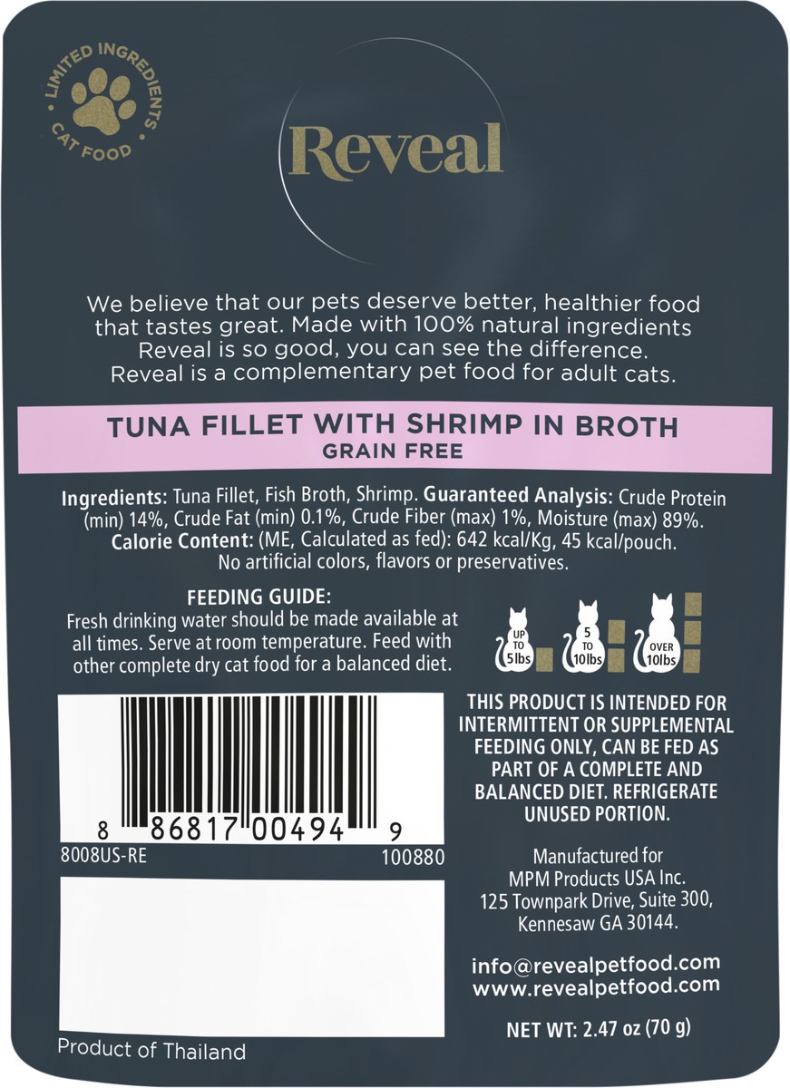 slide 2 of 3, Reveal Cat Tuna With Shrimp 2.47Oz Pouch, 2.47 oz