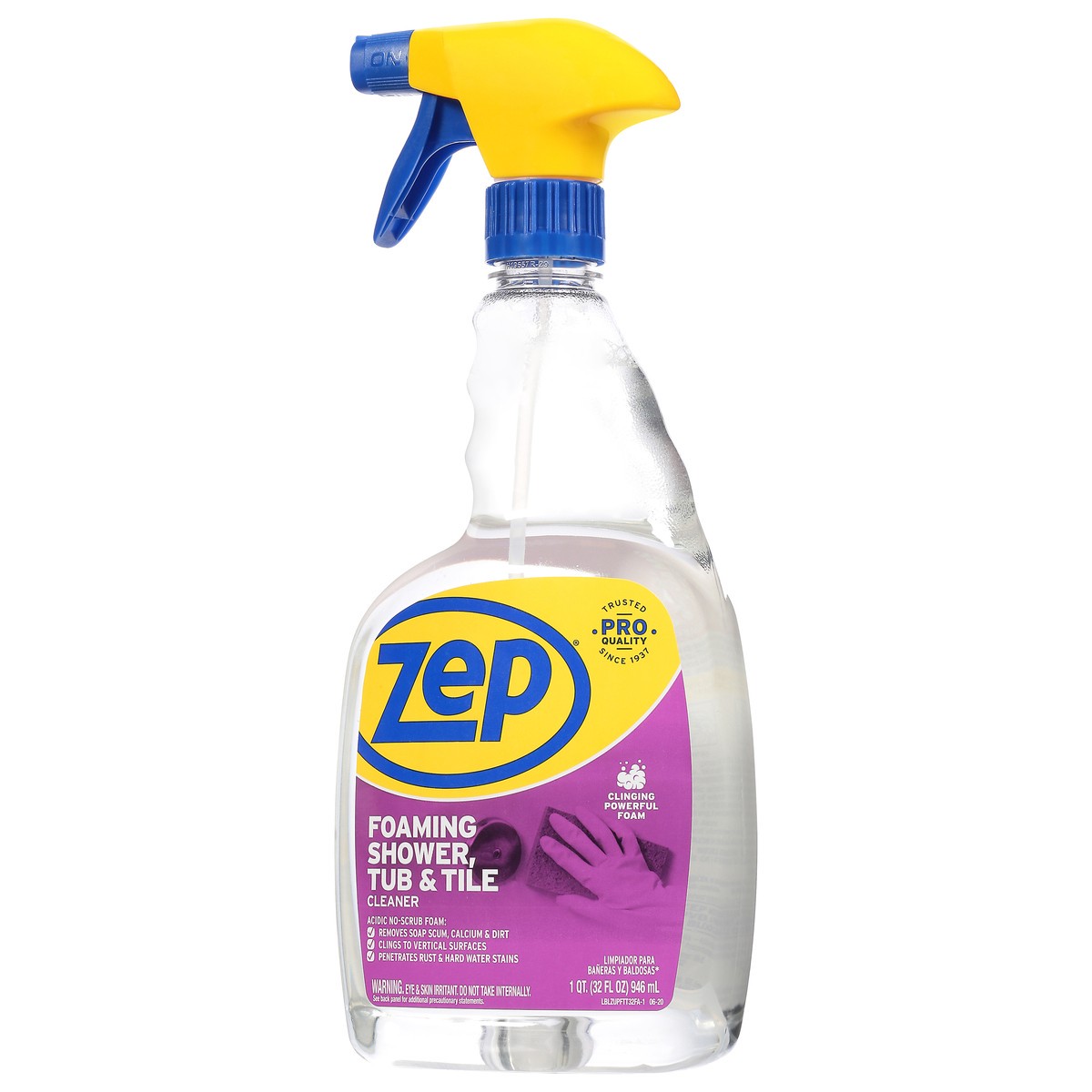 slide 7 of 9, Zep Foaming Shower, Tub & Tile Cleaner 1 qt Bottle, 1 qt
