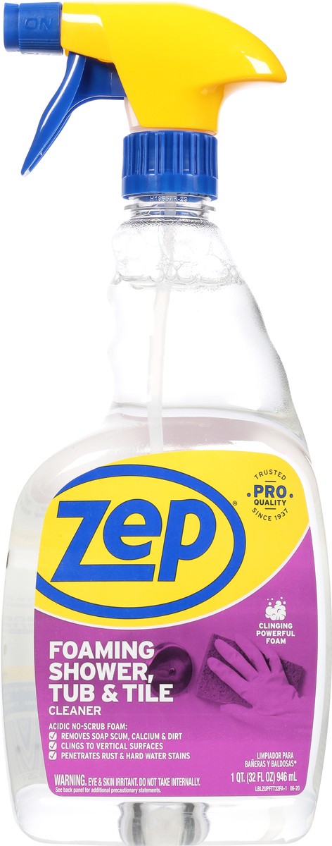 slide 3 of 9, Zep Foaming Shower, Tub & Tile Cleaner 1 qt Bottle, 1 qt