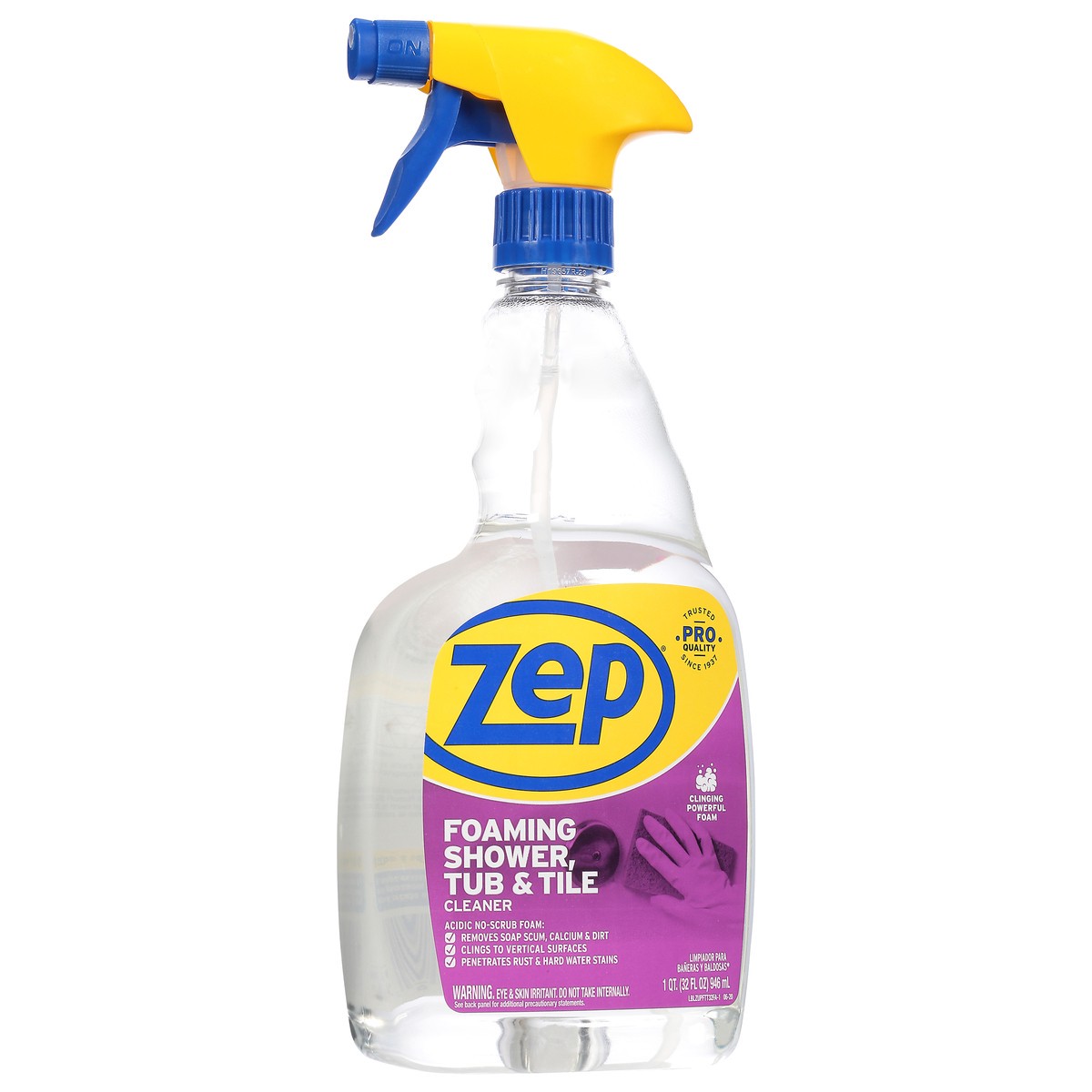 slide 9 of 9, Zep Foaming Shower, Tub & Tile Cleaner 1 qt Bottle, 1 qt