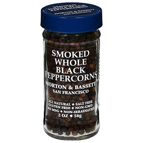 slide 1 of 1, Mort Bass Smoked Whole Black Pcorns, 2 oz