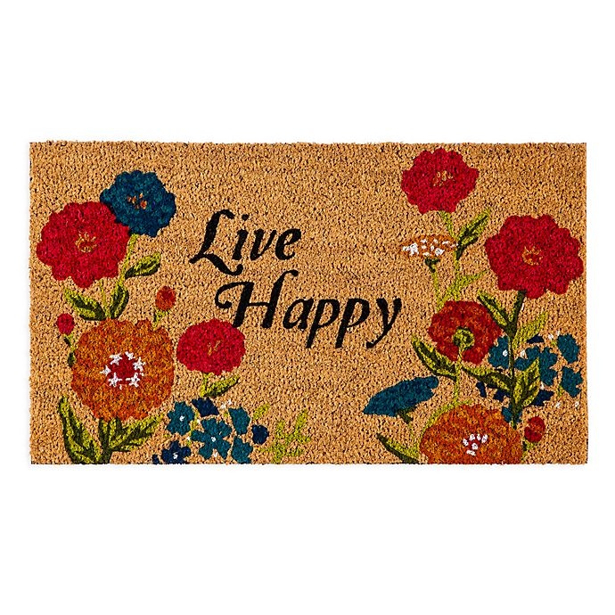 slide 1 of 1, Evergreen Live Happy'' Door Mat'', 1 ct