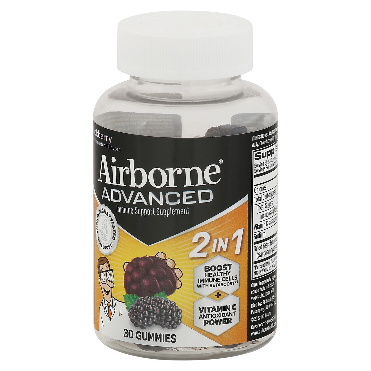 slide 7 of 9, Airborne Advanced Immune Support Gummies Blackberry, 30 ct
