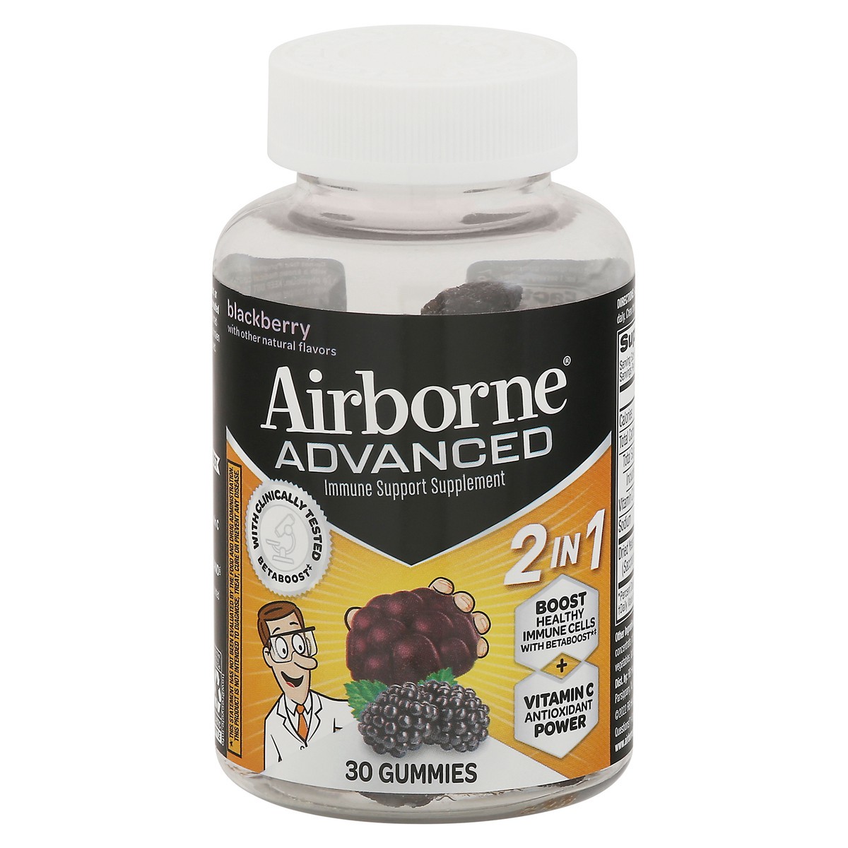slide 1 of 9, Airborne Advanced Immune Support Gummies Blackberry, 30 ct
