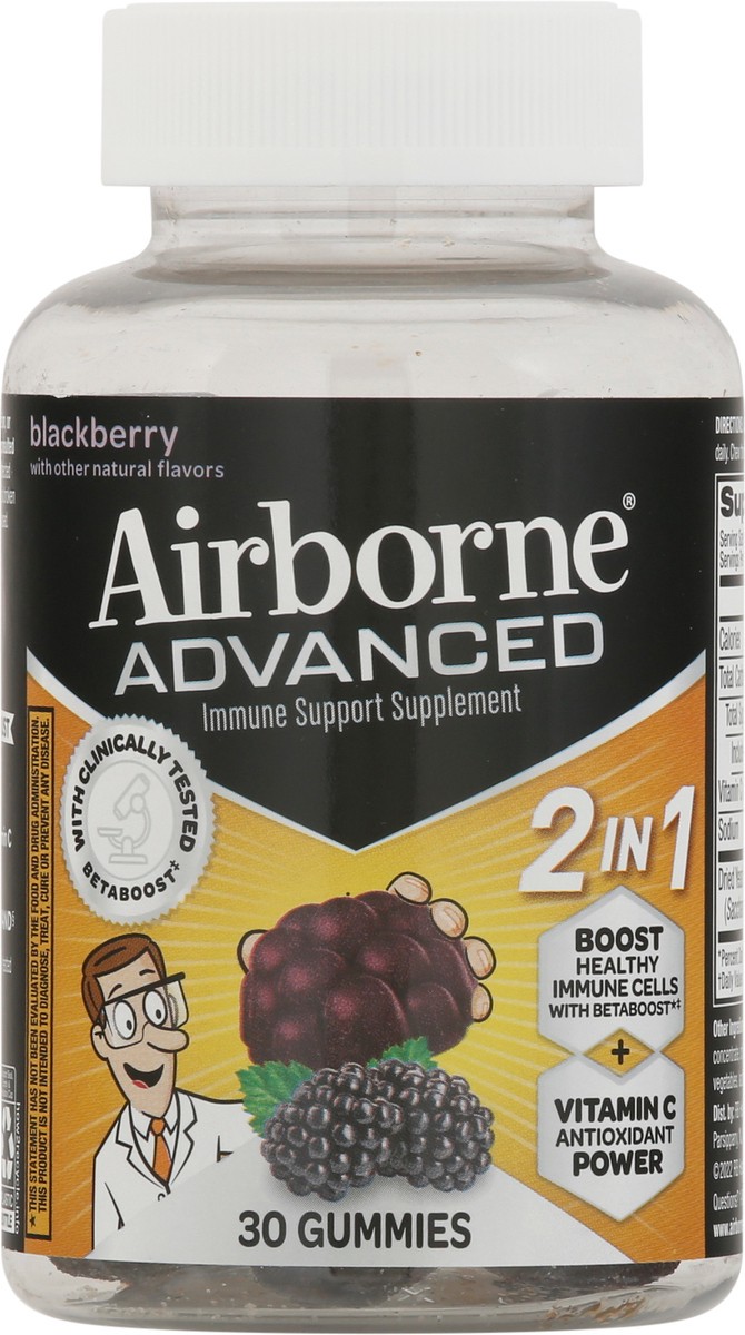 slide 2 of 9, Airborne Advanced Immune Support Gummies Blackberry, 30 ct