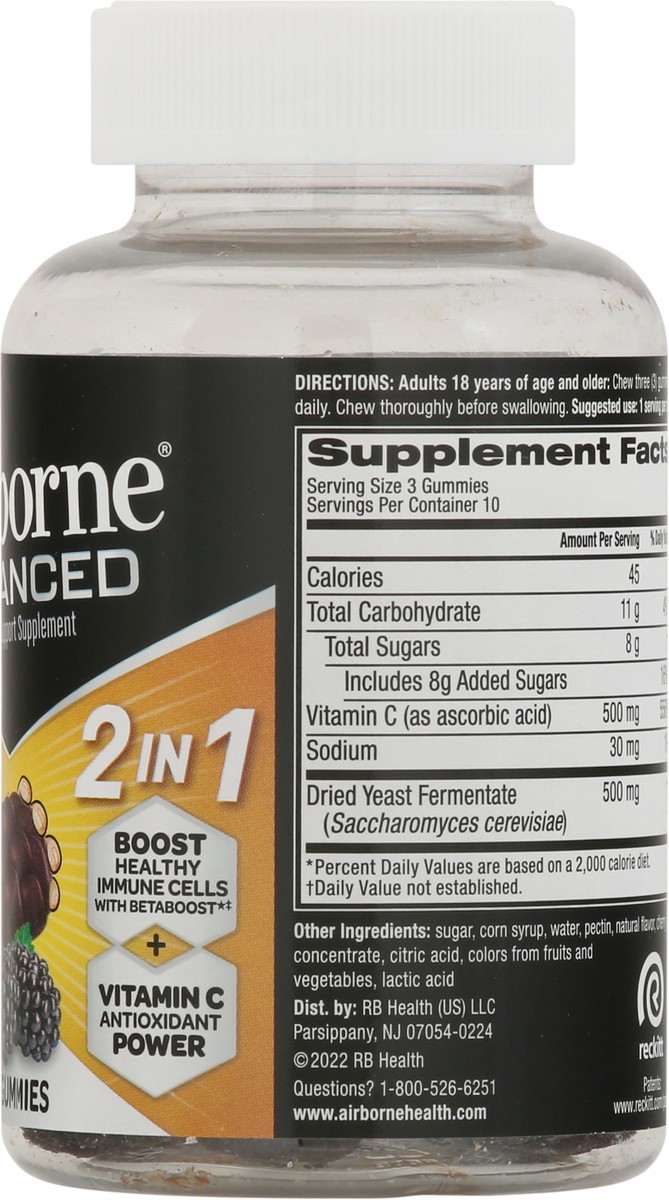 slide 3 of 9, Airborne Advanced Immune Support Gummies Blackberry, 30 ct