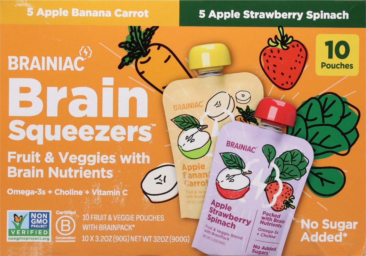 slide 7 of 13, Brainiac Variety Fruit And Veggie Apple Sauce 32 Ounces, 32 oz