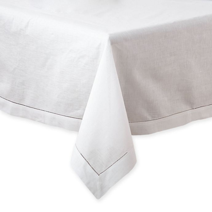 slide 1 of 2, Saro Lifestyle Classic Hemstitch Oblong Tablecloth - White, 65 in x 120 in