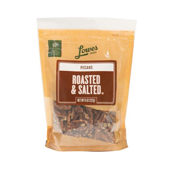 slide 1 of 1, Lowes Foods Brown Bag Roasted & Salted Pecan, 8 oz