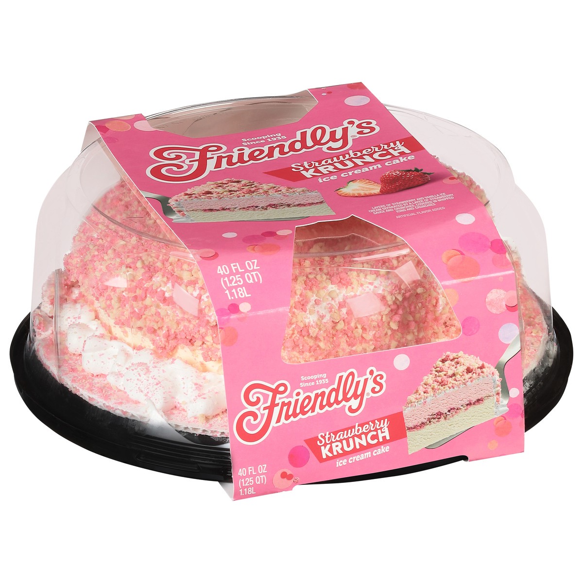 slide 2 of 9, Friendly's Strawberry Krunch Ice Cream Cake 40 fl oz, 40 fl oz