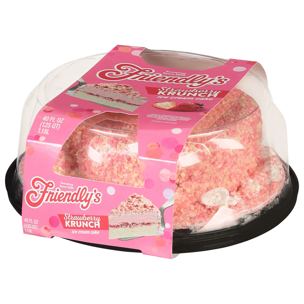 slide 3 of 9, Friendly's Strawberry Krunch Ice Cream Cake 40 fl oz, 40 fl oz