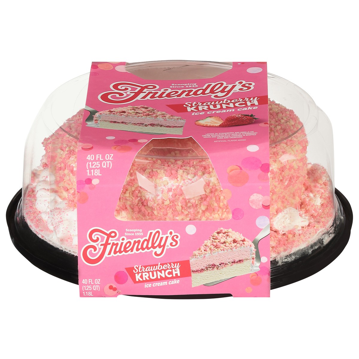 slide 1 of 9, Friendly's Strawberry Krunch Ice Cream Cake 40 fl oz, 40 fl oz