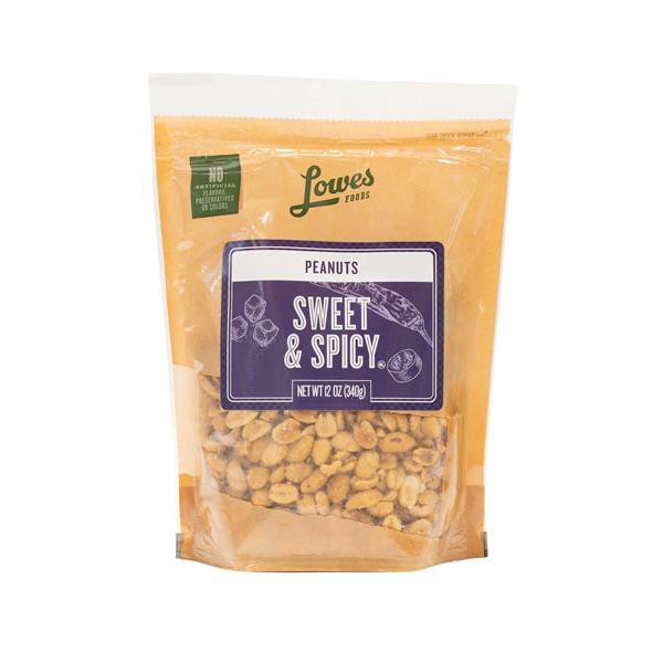 slide 1 of 1, Lowes Foods Brown Bag Sweet and Spicy Peanuts, 12 oz