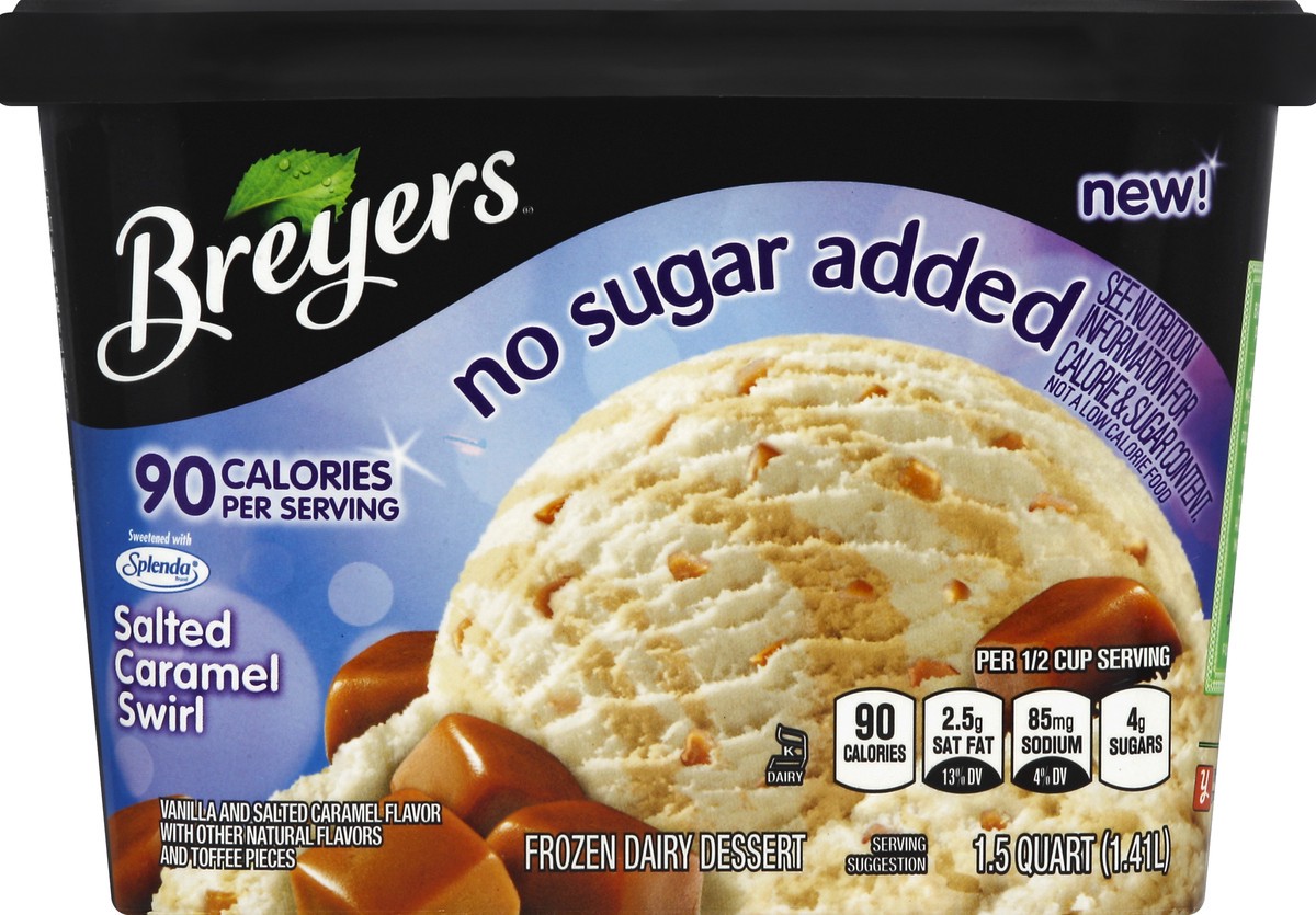 slide 3 of 6, Breyers Ice Cream Salted Caramel Swirl No Sugar Added Frozen Dairy Dessert, 48 fl oz