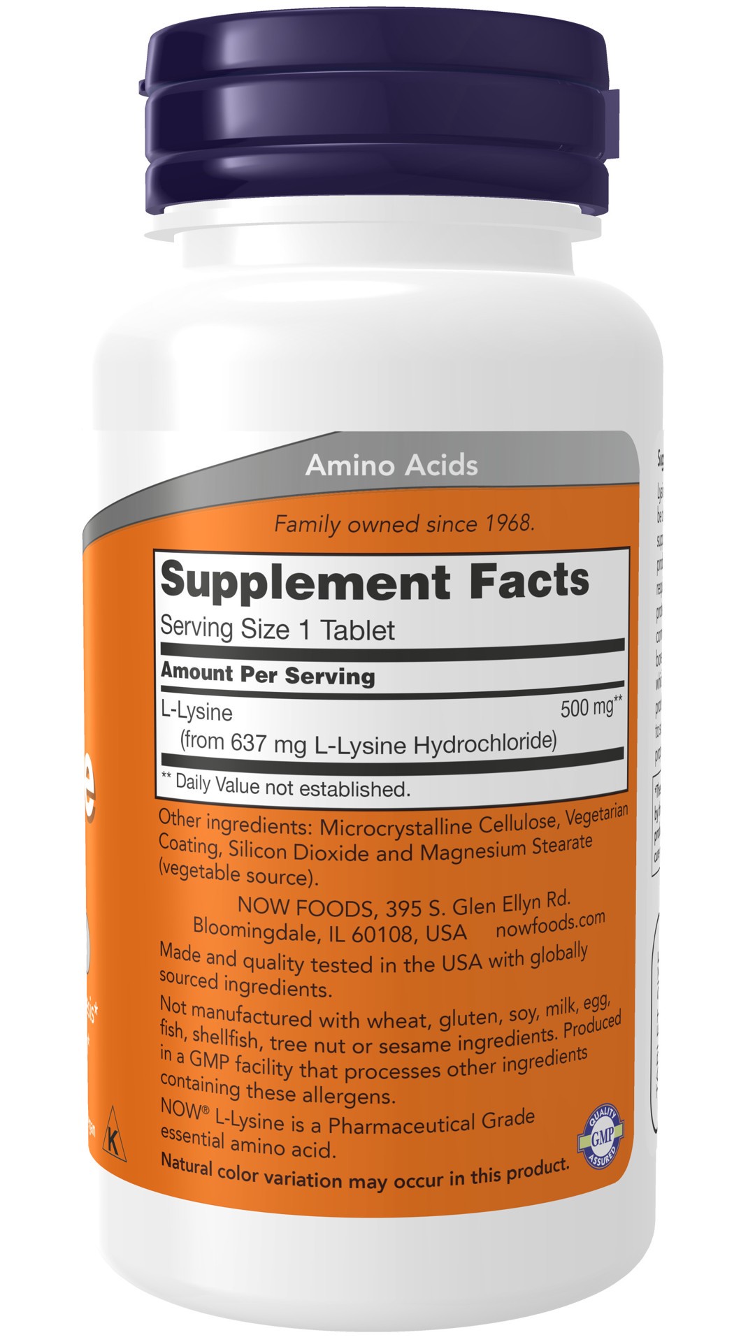 slide 4 of 4, NOW Supplements L-Lysine 500 mg - 100 Tablets, 100 ct