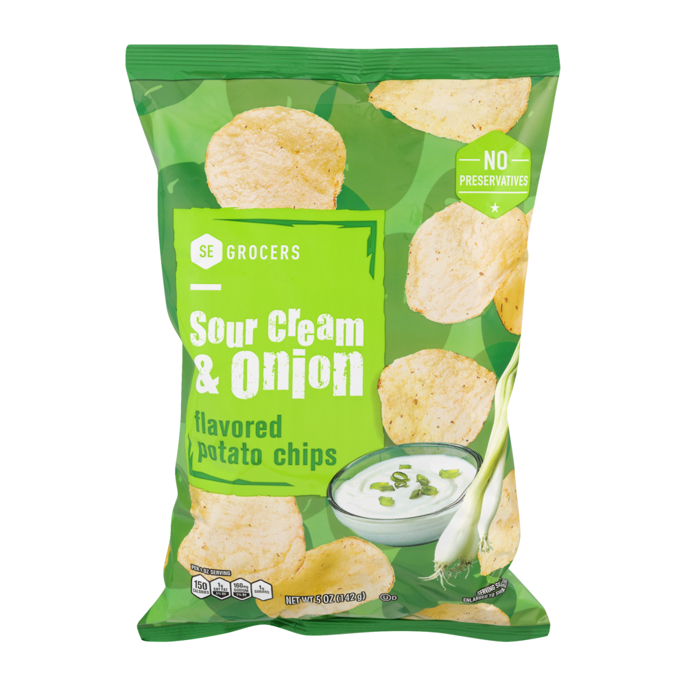 slide 1 of 1, SE Grocers Potato Chips Sour Cream & Onion, 5 oz