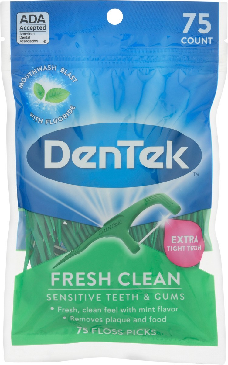 slide 5 of 9, DenTek Fresh Clean Floss Picks, For Extra Tight Teeth, 75 Count, 75 ct