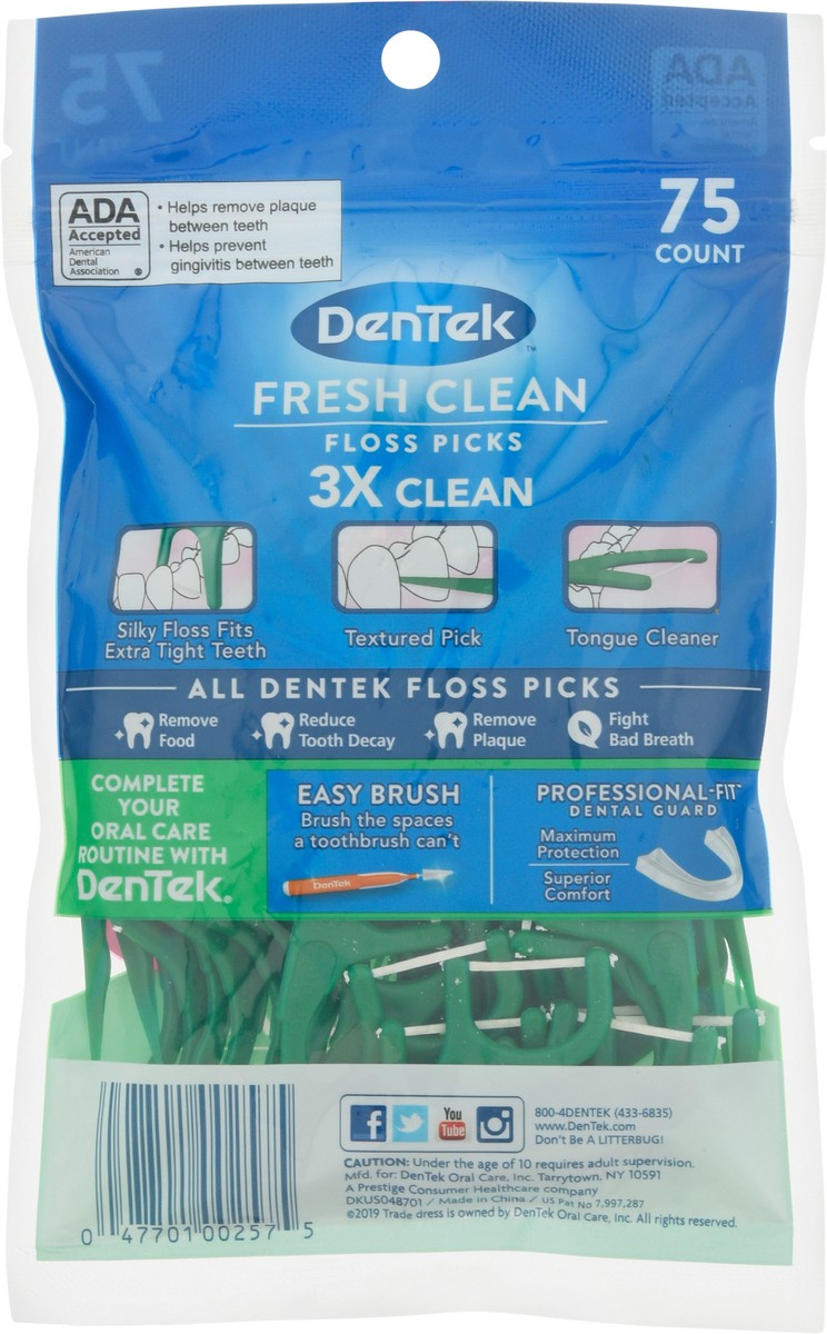 slide 4 of 9, DenTek Fresh Clean Floss Picks, For Extra Tight Teeth, 75 Count, 75 ct