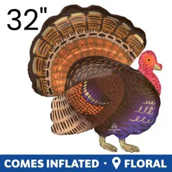 Thanksgiving Turkey Oversized Shape Helium Filled Balloon