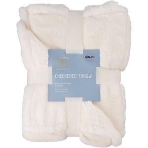 slide 1 of 1, Fall Fest Checkboard Sherpa Throw Blanket, Cream, 1 ct