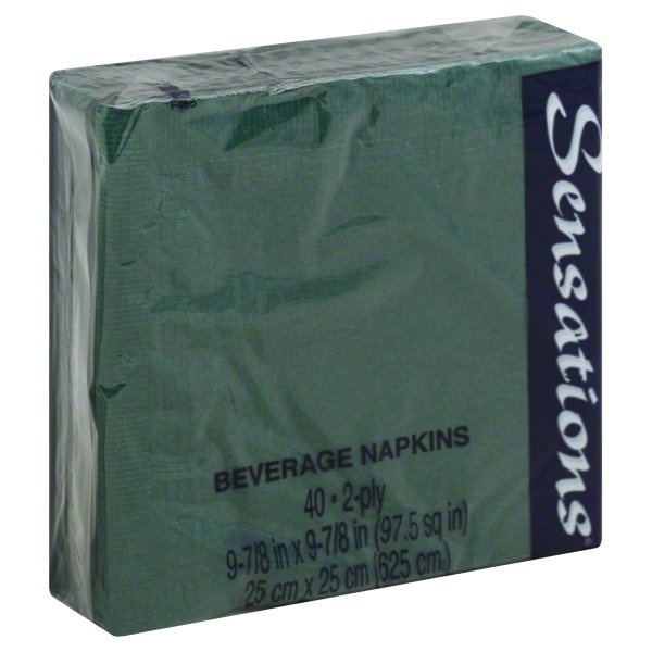 slide 1 of 6, Sensations Napkins, Beverage, Hunter Green, 2-Ply, 40 ct