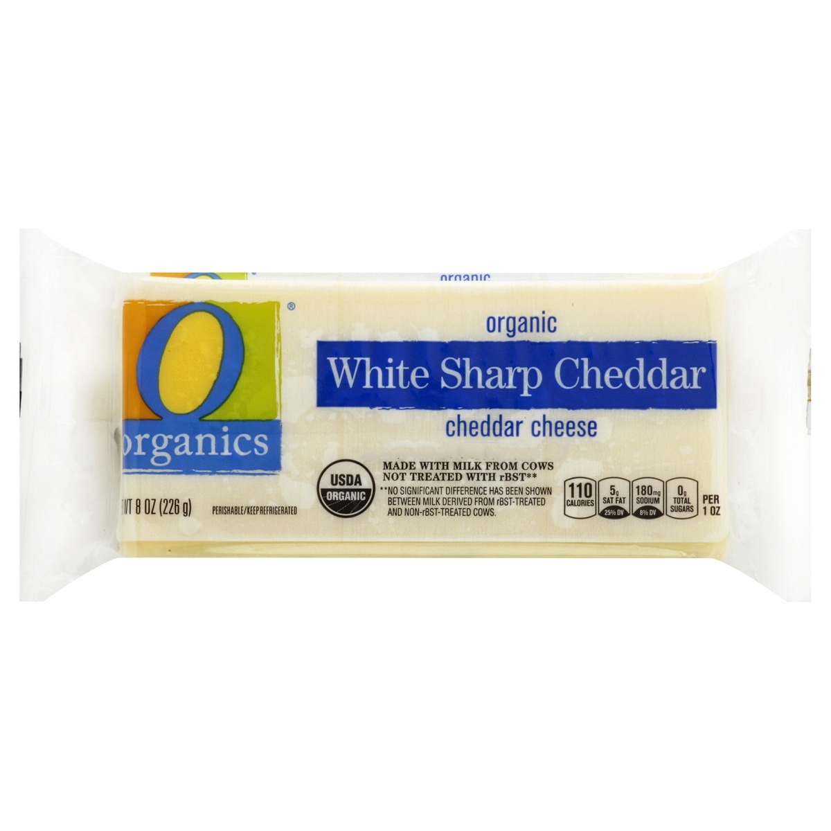 slide 1 of 1, O Organics Cheese Cheddar White Sharp Chunk, 8 oz