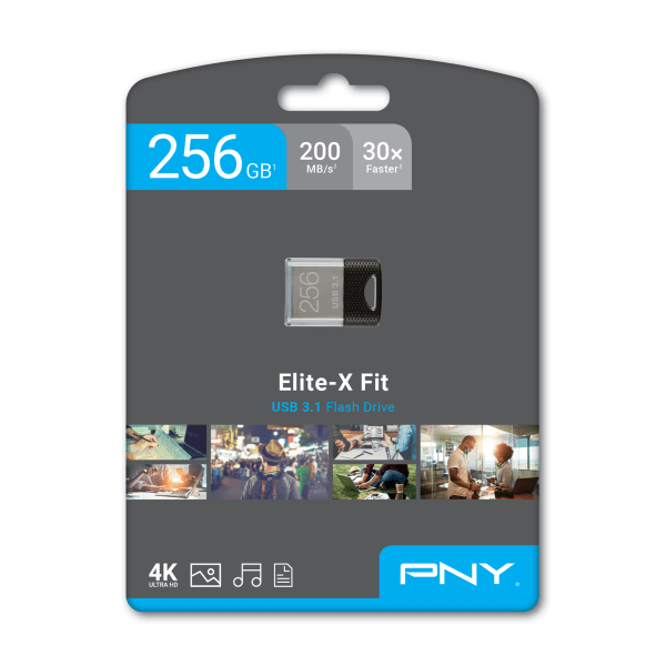 slide 4 of 10, PNY Elite-X Fit Usb 3.0 Flash Drive, 256Gb, Black, 1 ct