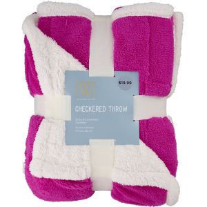 slide 1 of 1, Fall Fest Checkboard Sherpa Throw Blanket, Purple, 1 ct