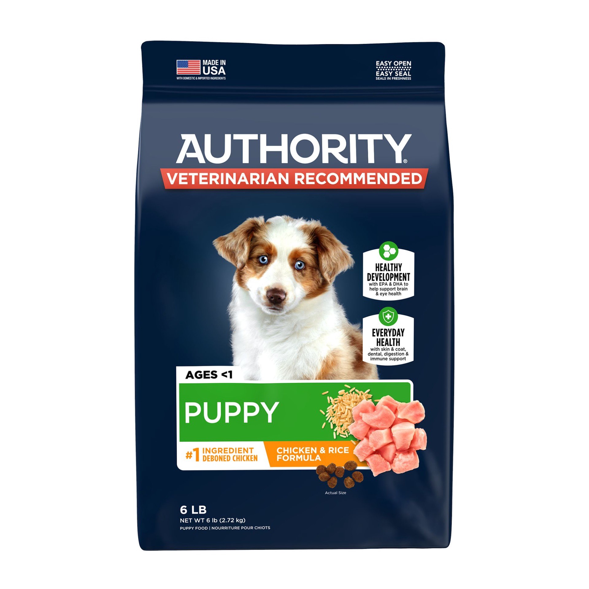 slide 1 of 1, Authority Everyday Health Puppy Dry Dog Food - Chicken, 6 lb