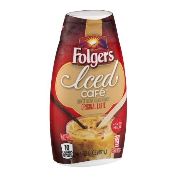 slide 1 of 1, Folgers Iced Caf Original Latte Concentrated Beverage Mix, 1.62 oz