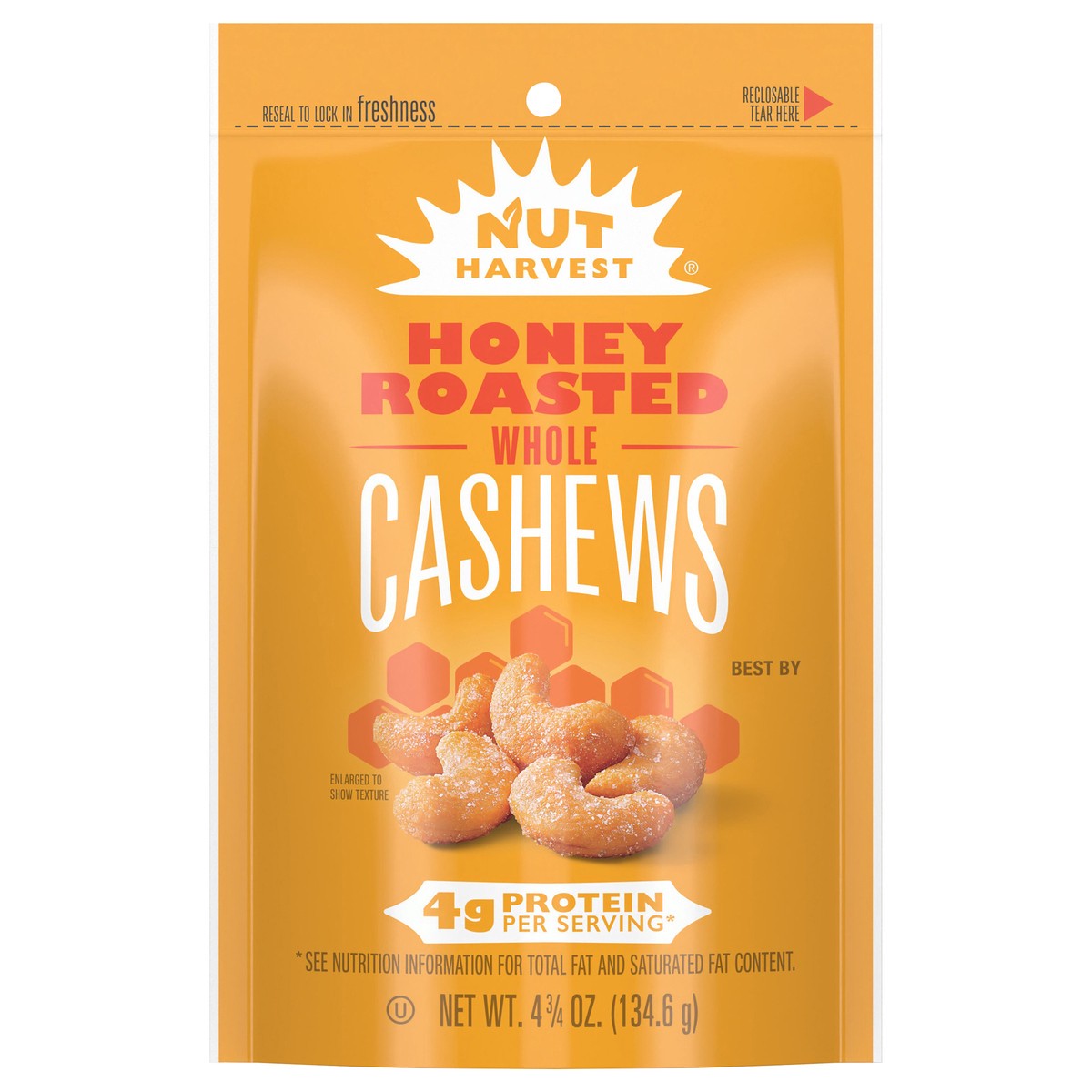 slide 1 of 8, Nut Harvest Whole Cashews Honey Roasted 4 3/4 Oz, 4.75 oz