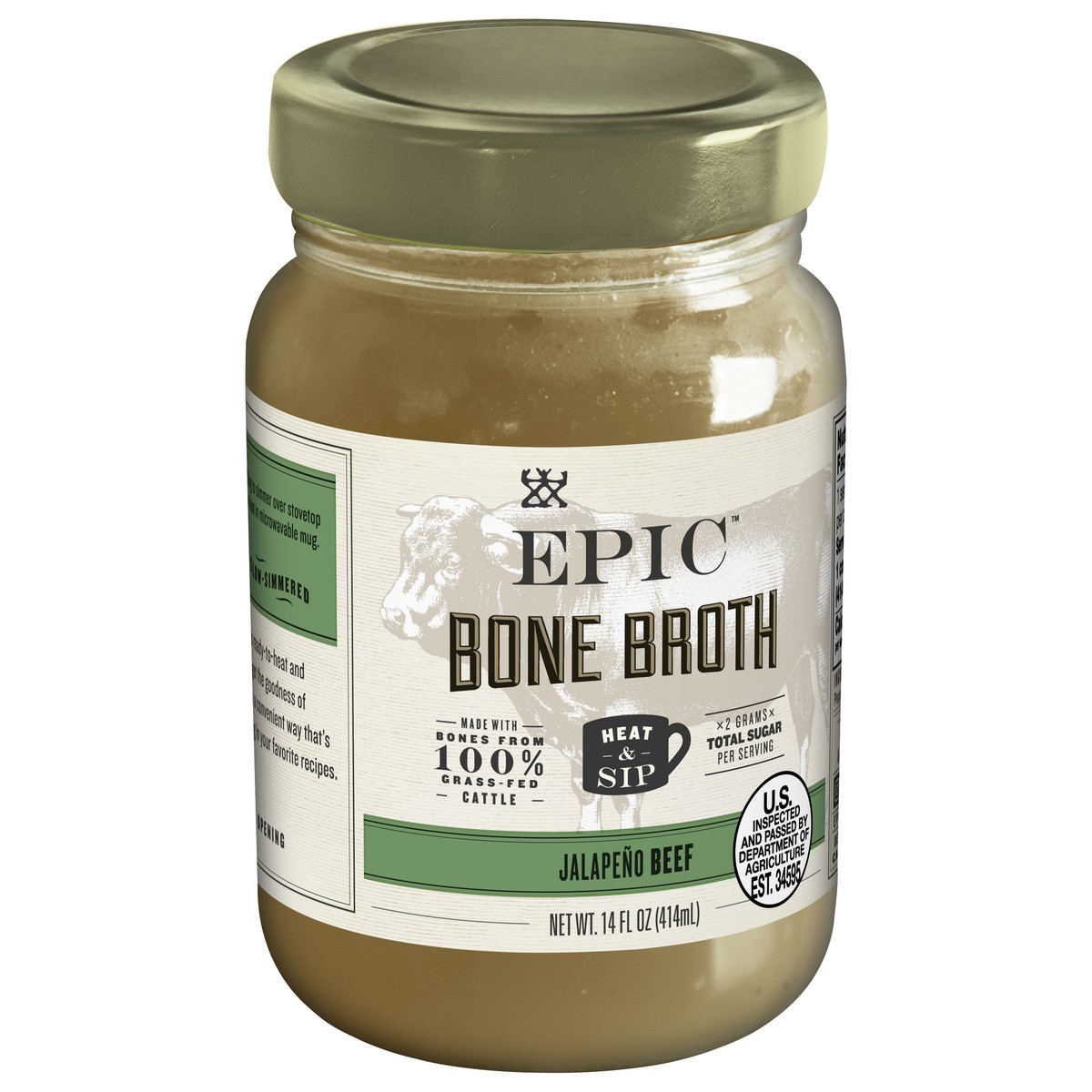 slide 9 of 9, EPIC Beef Jalapeno Sea Salt Bone Broth, Keto Friendly, Paleo Friendly, 14 fl oz, 14 fl oz