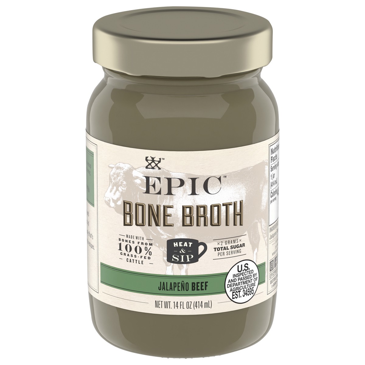 slide 1 of 9, EPIC Beef Jalapeno Sea Salt Bone Broth, Keto Friendly, Paleo Friendly, 14 fl oz, 14 fl oz