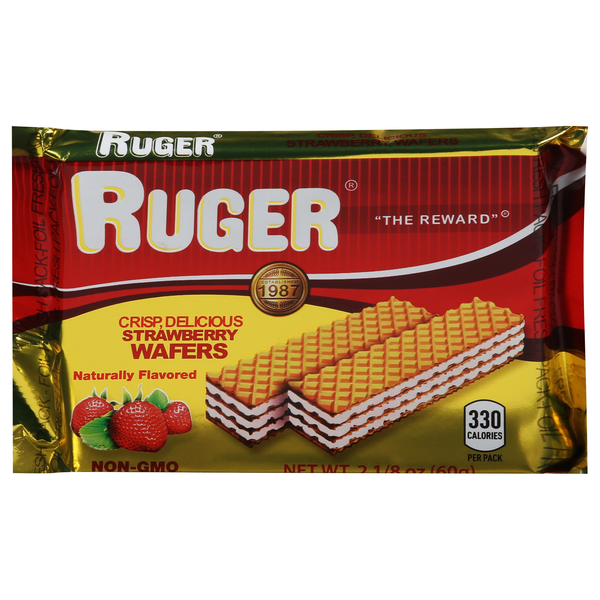 slide 1 of 1, Ruger Wafer Strawberry, 8 oz
