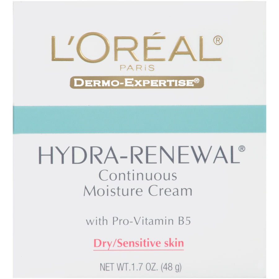 slide 1 of 8, L'Oréal Paris Hydra-Renewal Dry/Sensitive Skin Continuous Moisture Cream, 1.7 oz