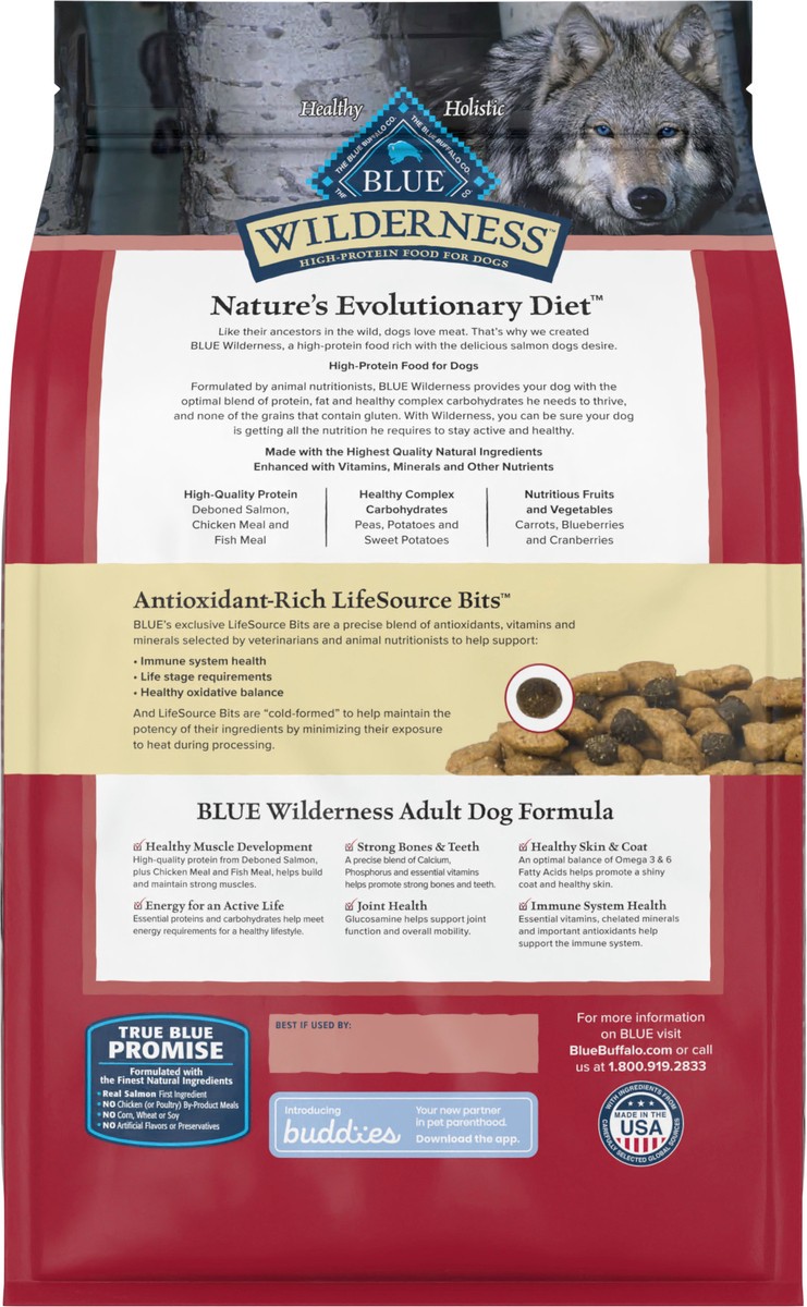 slide 5 of 9, Blue Buffalo Wilderness High Protein, Natural Adult Dry Dog Food, Salmon 4.5-lb, 4.5 lb