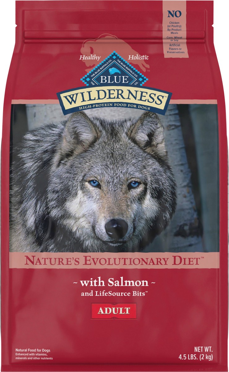 slide 4 of 9, Blue Buffalo Wilderness High Protein, Natural Adult Dry Dog Food, Salmon 4.5-lb, 4.5 lb