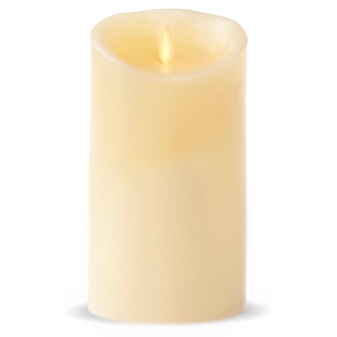 slide 1 of 1, Luminara Real-Flame Effect Pillar Candle - Ivory, 7 in