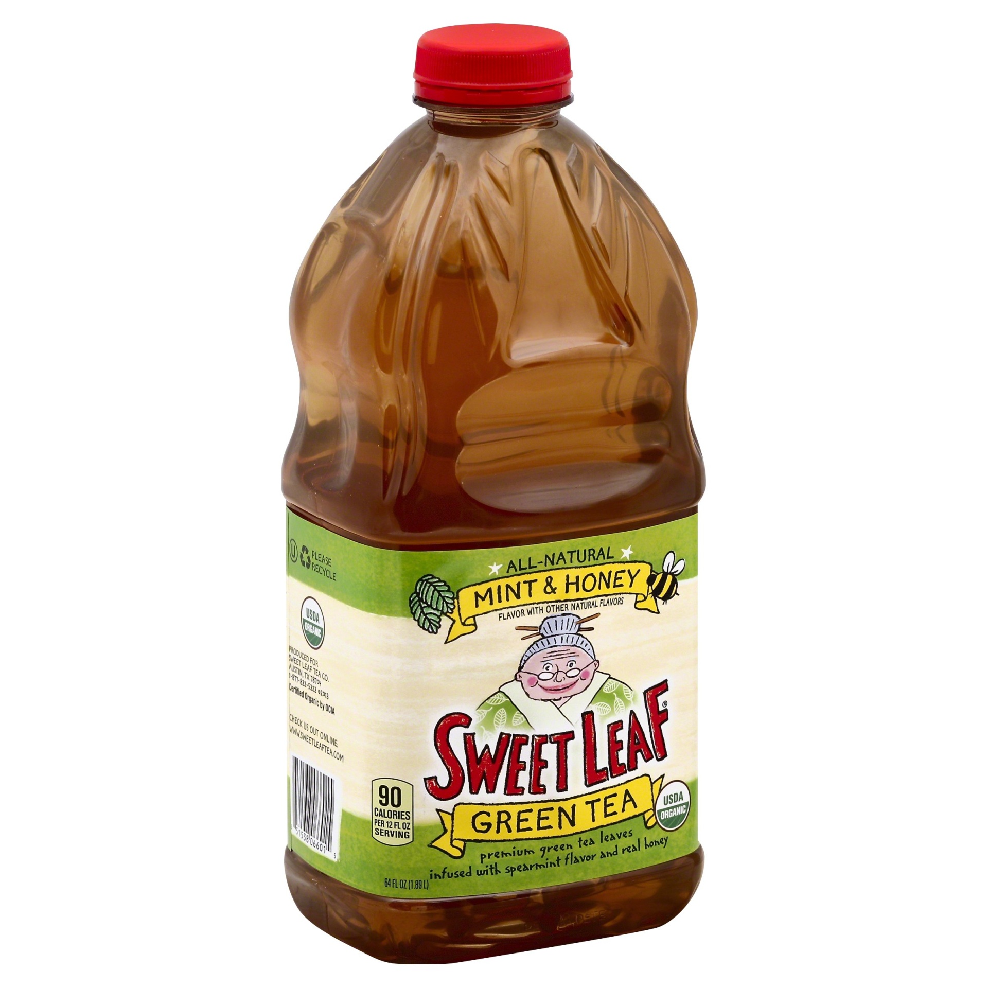 slide 1 of 2, SweetLeaf Organic Mint & Honey Green Tea, 64 fl oz
