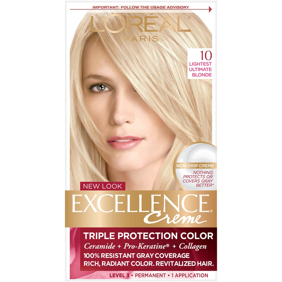 slide 3 of 8, L'Oréal Excellence Creme Triple Protection Color 10 Lightest Ultimate Blonde, 1 ct