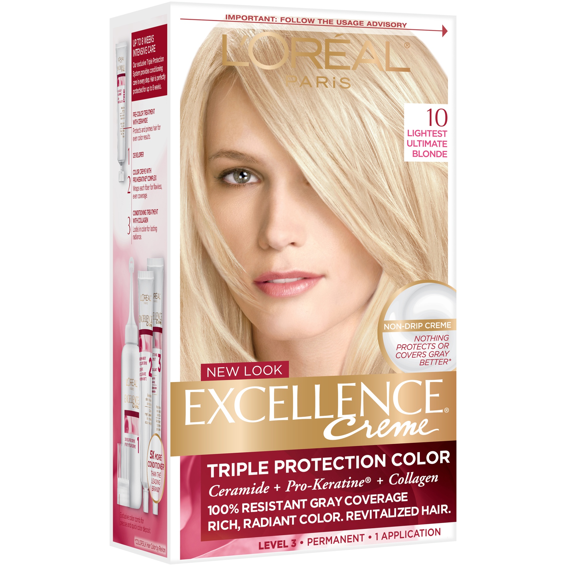 slide 4 of 8, L'Oréal Excellence Creme Triple Protection Color 10 Lightest Ultimate Blonde, 1 ct