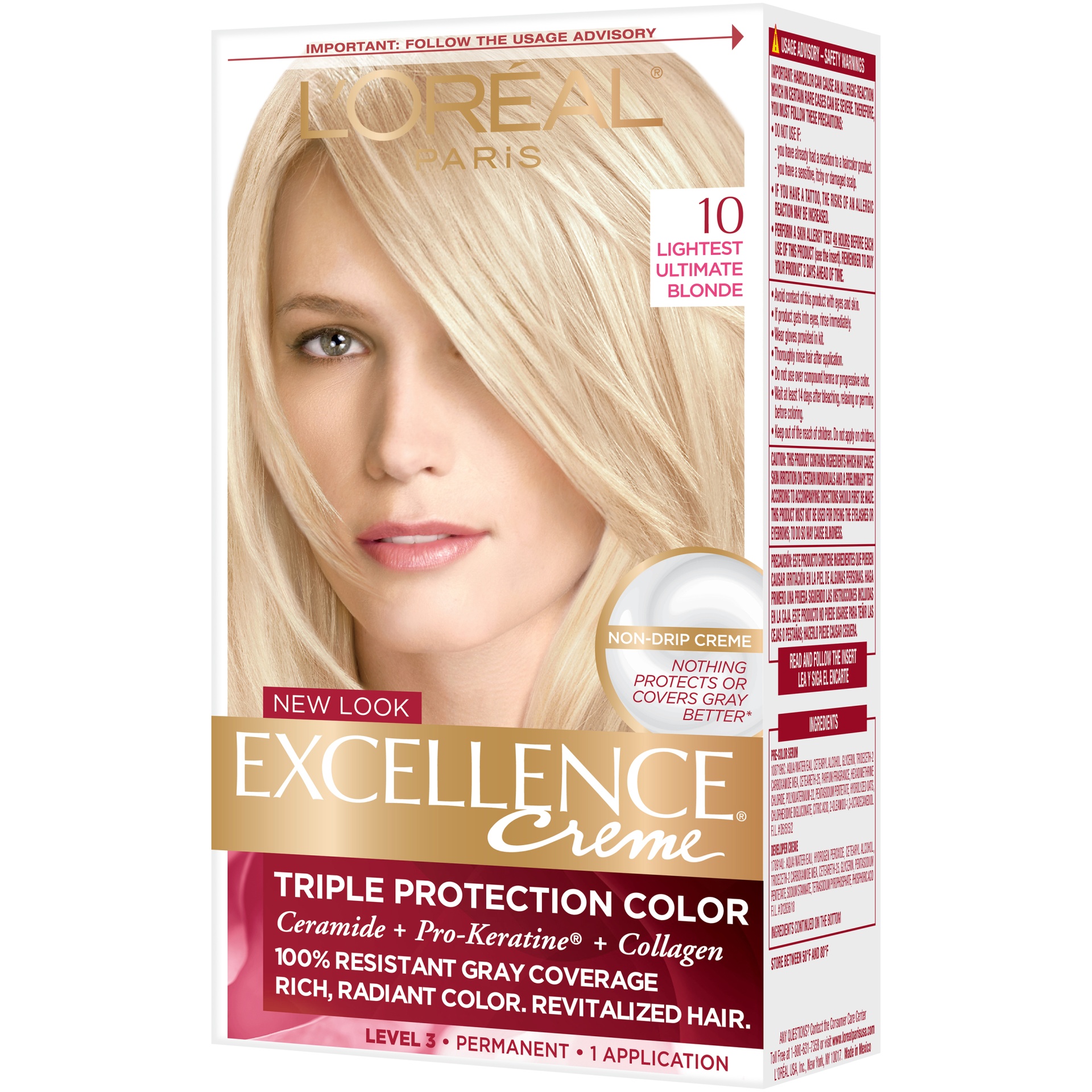slide 5 of 8, L'Oréal Excellence Creme Triple Protection Color 10 Lightest Ultimate Blonde, 1 ct