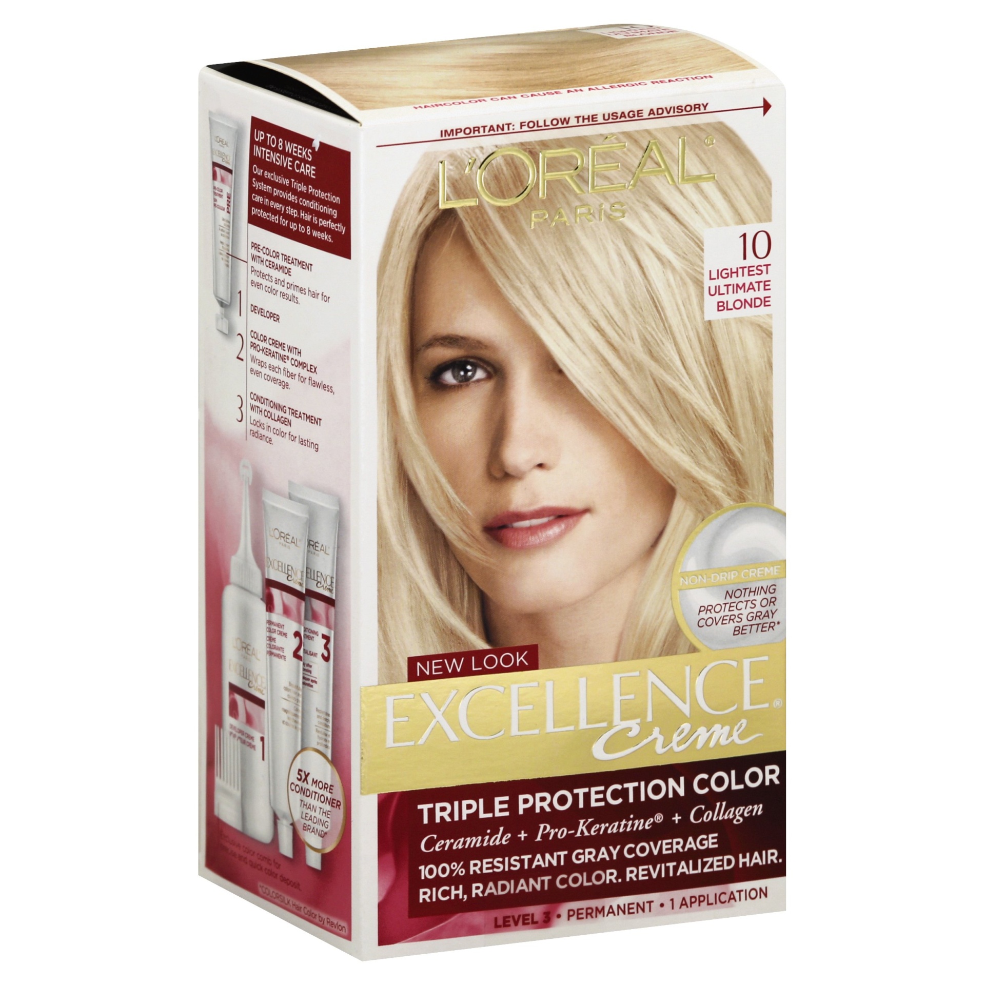 slide 1 of 8, L'Oréal Excellence Creme Triple Protection Color 10 Lightest Ultimate Blonde, 1 ct