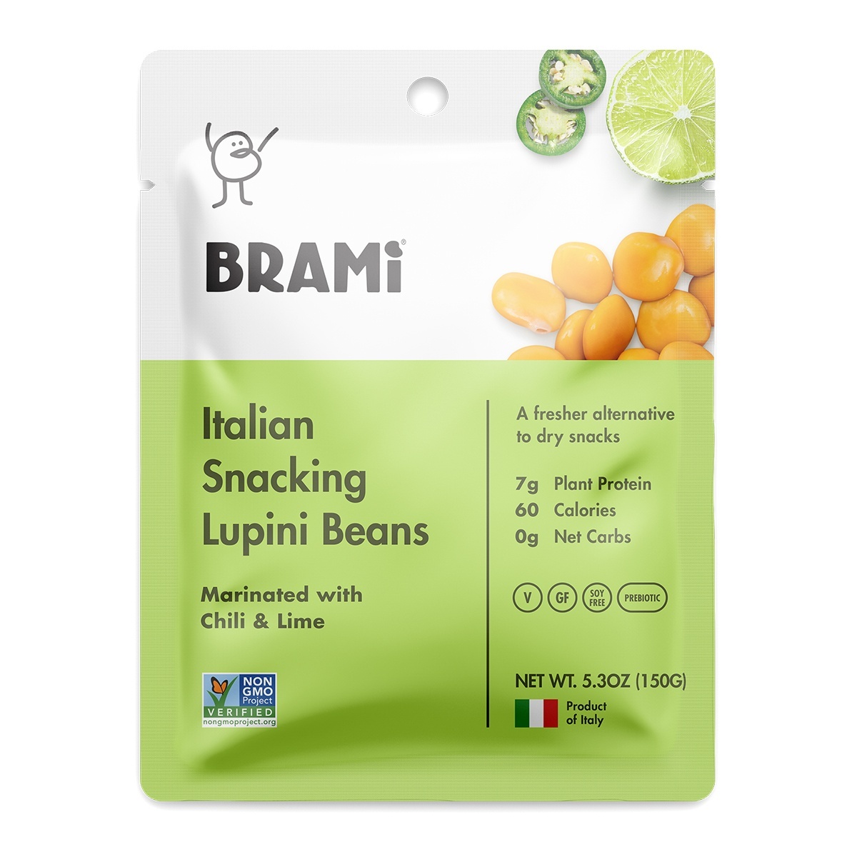 slide 1 of 1, BRAMI Chili & Lime Italian Snacking Lupini Beans, 5.3 oz