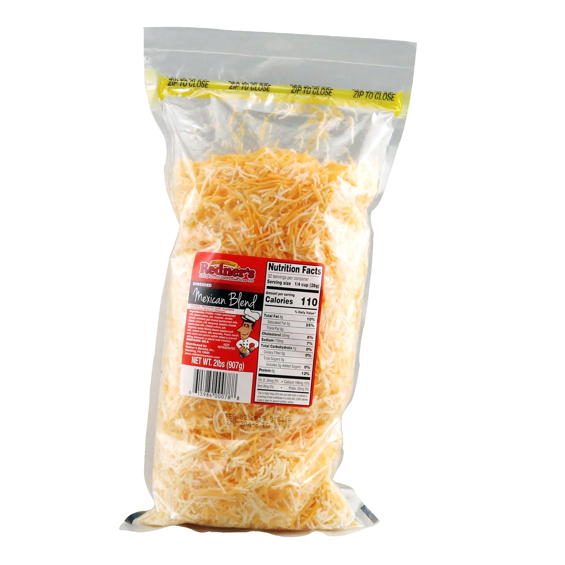 slide 1 of 1, Redner's Shredded Mexican Blend Cheese, 32 oz