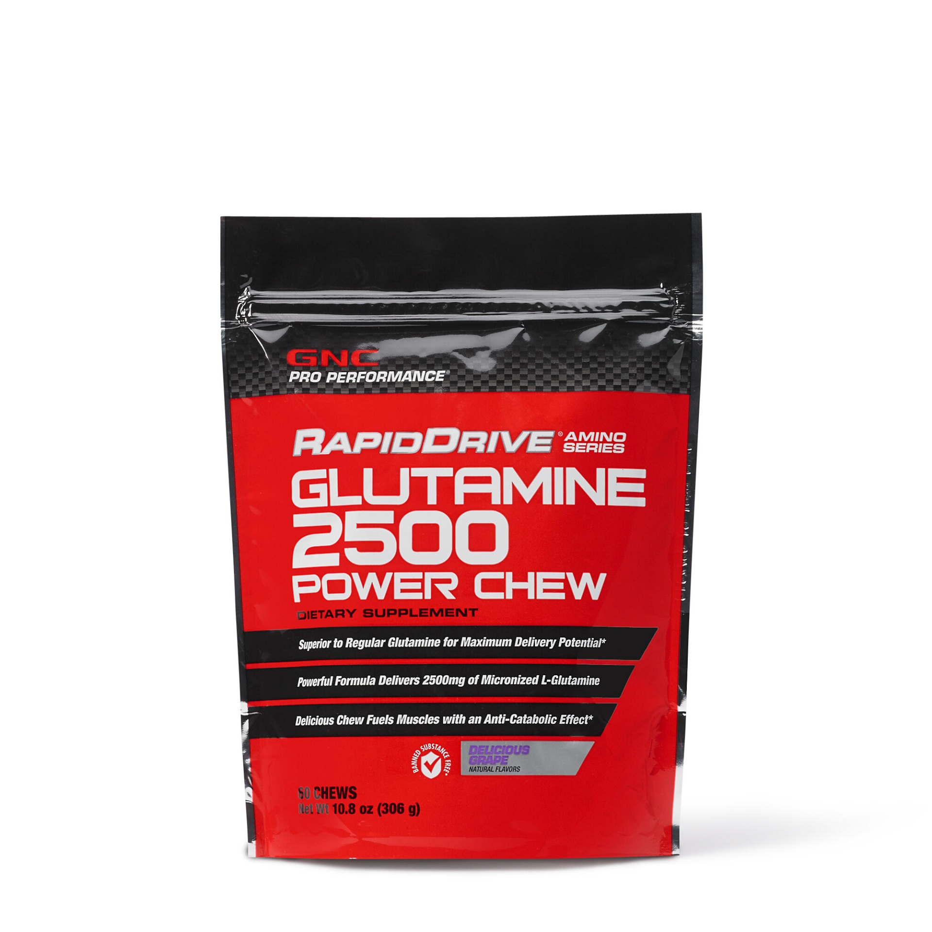 slide 1 of 1, GNC Pro Performance RapidDrive Glutamine 2500 Power Chews - Grape Berry, 60 ct